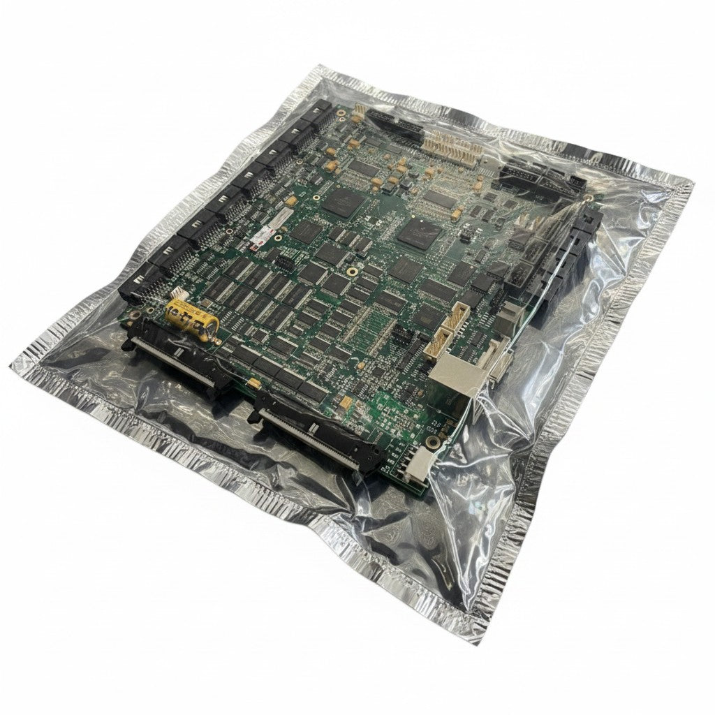 JJAutomation industrial printed circuit board assembly in anti-static packaging with high-density components.