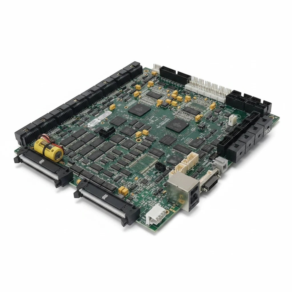 JJAutomation industrial printed circuit board with high-density integrated circuits and connectivity ports.