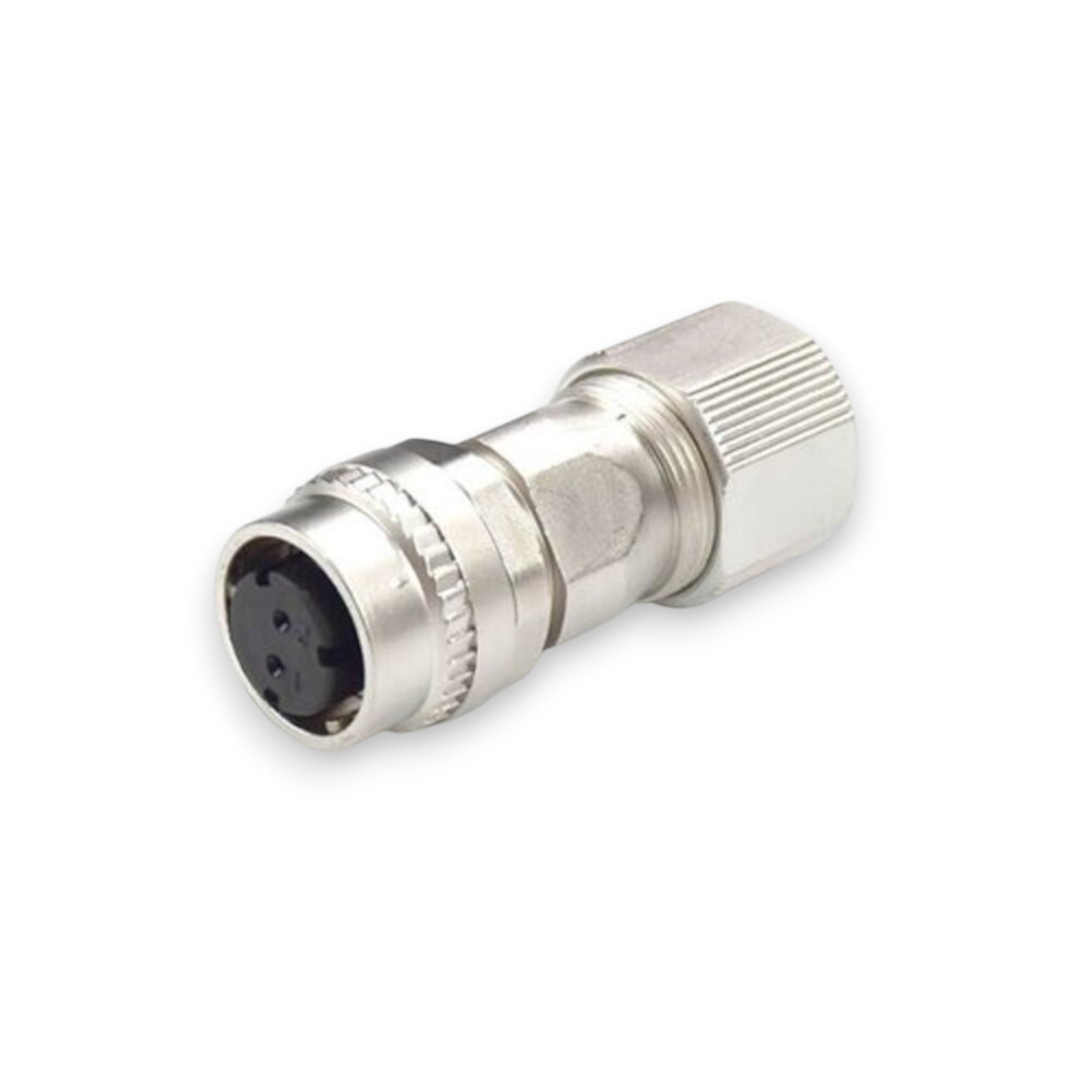 JJAutomation Mitsubishi MR-BKCNS1 brake connector with a metallic cylindrical housing and black internal pins