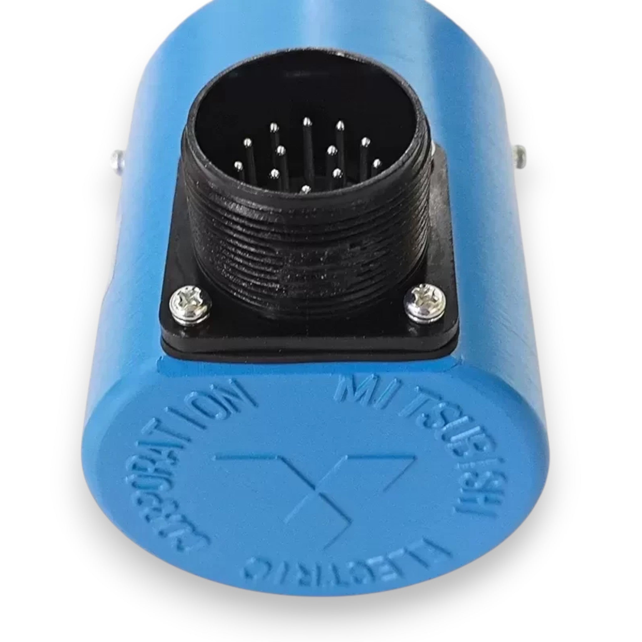 JJAutomation Mitsubishi OSE1024 incremental rotary encoder showing the blue housing and multi-pin electrical connector.