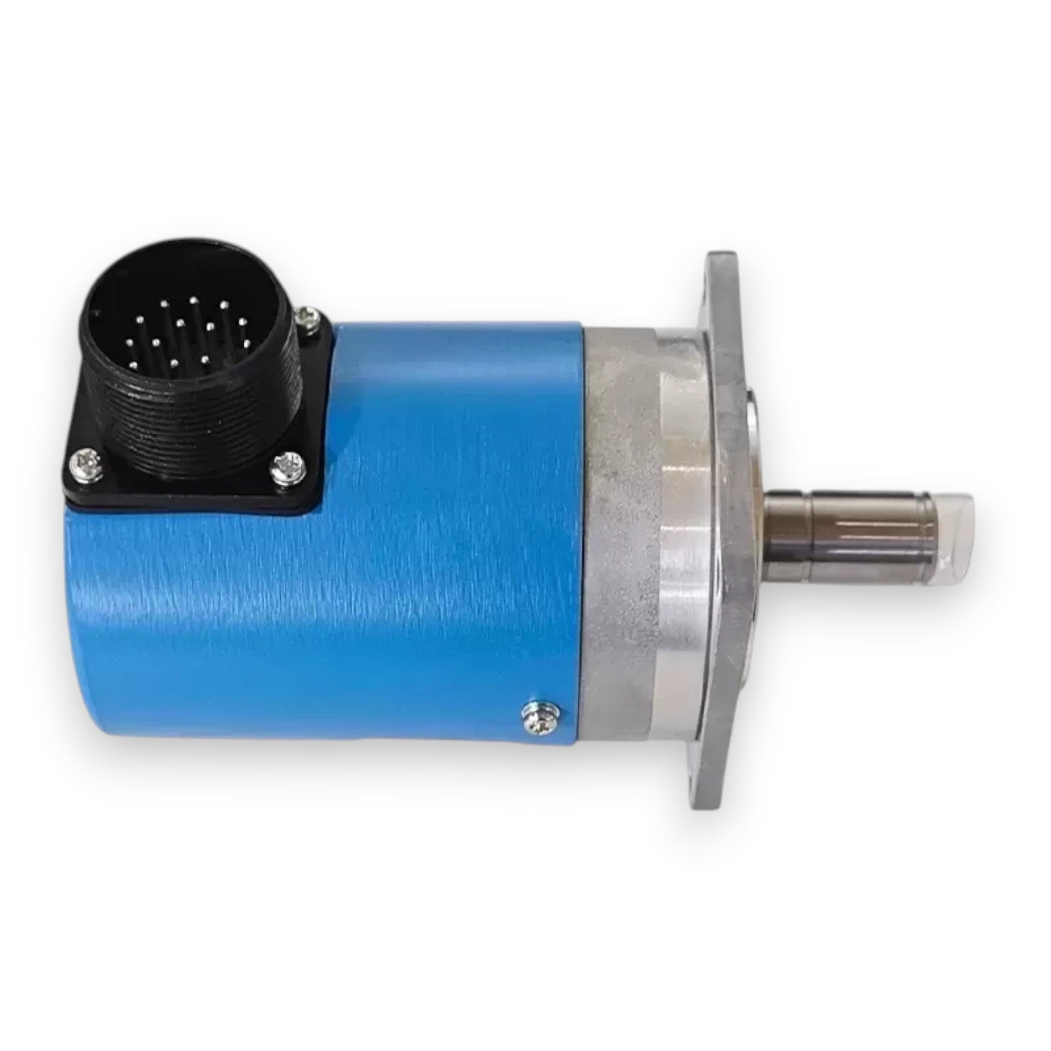 JJAutomation Mitsubishi OSE1024 incremental rotary encoder with blue cylindrical housing and square mounting flange