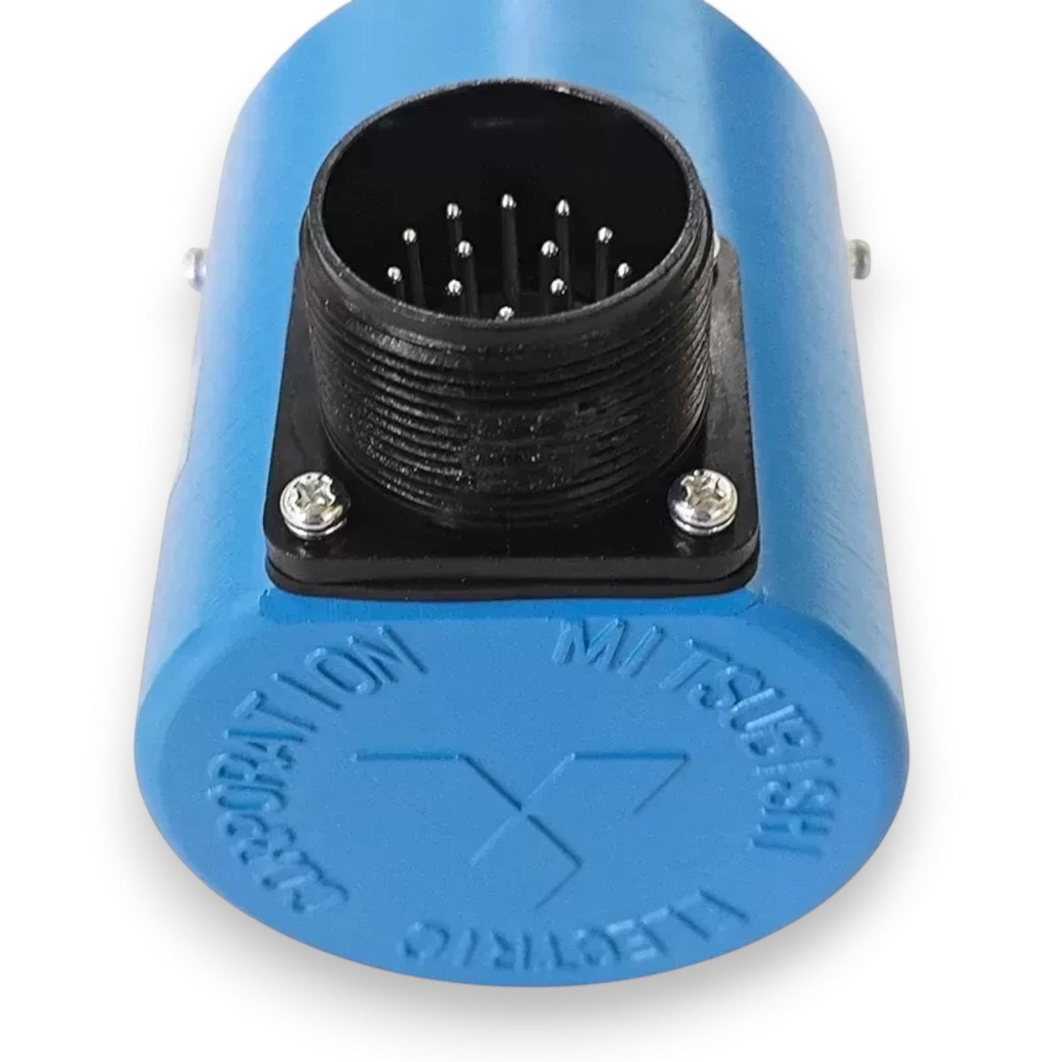 JJAutomation Mitsubishi OSE1024 synchronous feed encoder with blue cylindrical housing and 16-pin connector
