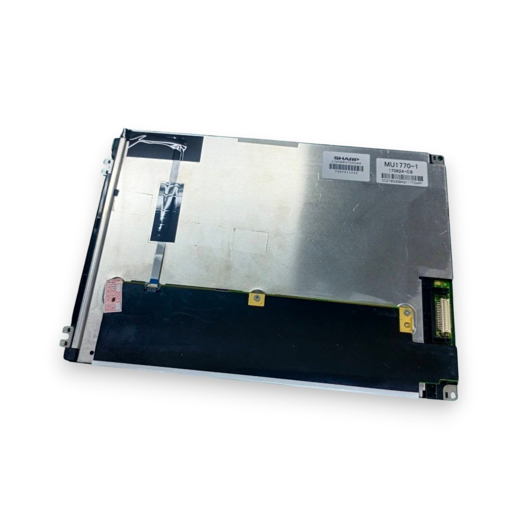 JJAutomation Sharp LQ084V1DG44 8.4-inch industrial TFT-LCD panel for Fanuc CNC systems, rear view showing metal frame.